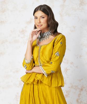 Antique Work  Mustard Lehenga Set 5