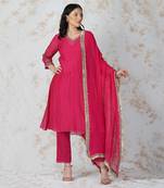 Antique Work Rani Kurta  Set