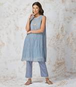 Baroque Flower Pigeon Blue Tunic Set