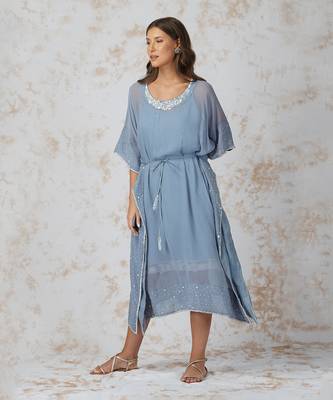 Baroque Work Pigeon Blue Kaftan 1