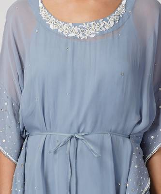 Baroque Work Pigeon Blue Kaftan 4