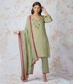 Beaded Flower Straight Kiurta Set