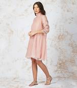 Antique Work High-Neck Dress