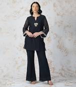 Baroque Flower Black Top Set