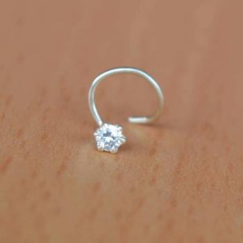 Silver diamond nose-ring 1
