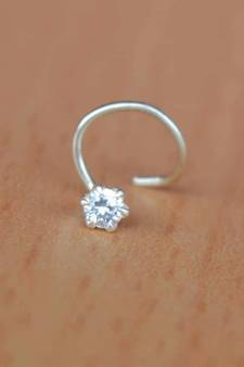 Silver diamond nose-ring