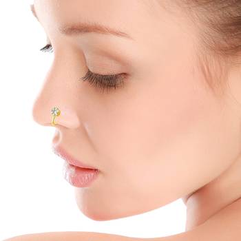 Gold diamond nose-ring 2