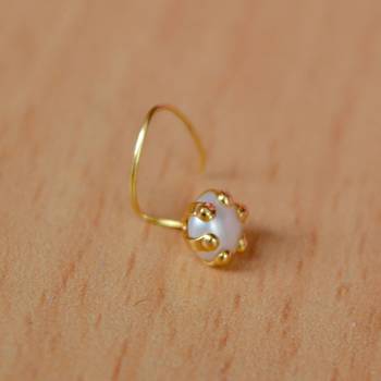 Gold pearl nose-ring 2