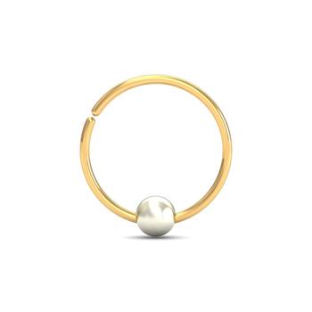 Gold pearl nose-ring 2
