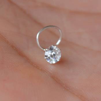 Silver diamond nose-ring 2