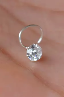 Silver diamond nose-ring