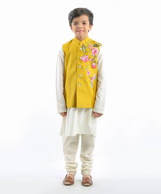 Yellow Floral Embroidered Bundi Set 1