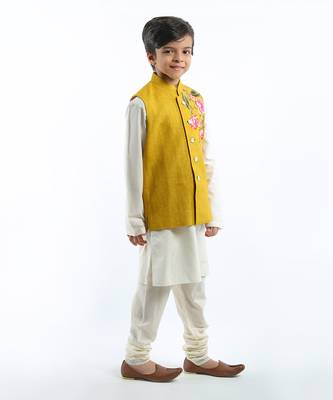 Yellow Floral Embroidered Bundi Set 2