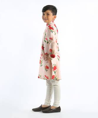 Pink Floral Printed Kurta Set 2