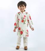 White Floral Printed Kurta Set