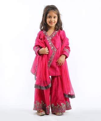 Fuchsia Embroidered Angrakha Set 1