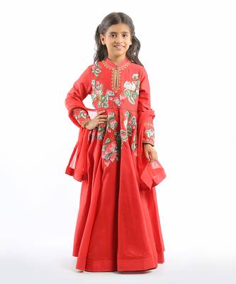 Red Embroidery Anarkali Set 1