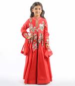 Red Embroidery Anarkali Set