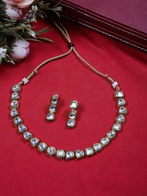 Steorra Jewels Traditional Jaipuri White Necklace Set For Women 1