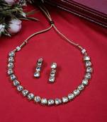 Steorra Jewels Traditional Jaipuri White Necklace Set For Women