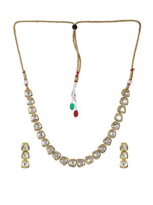 Steorra Jewels Traditional Jaipuri White Necklace Set For Women 2