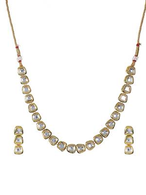 Steorra Jewels Traditional Jaipuri White Necklace Set For Women 3