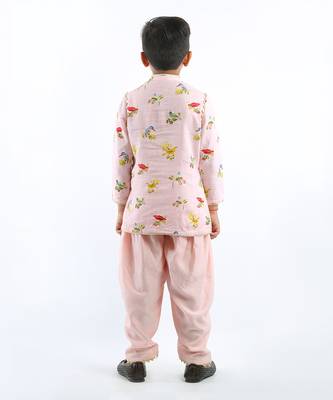 Pink Birds Printed Kurta Set 3