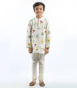 White Birds Printed Kurta Set