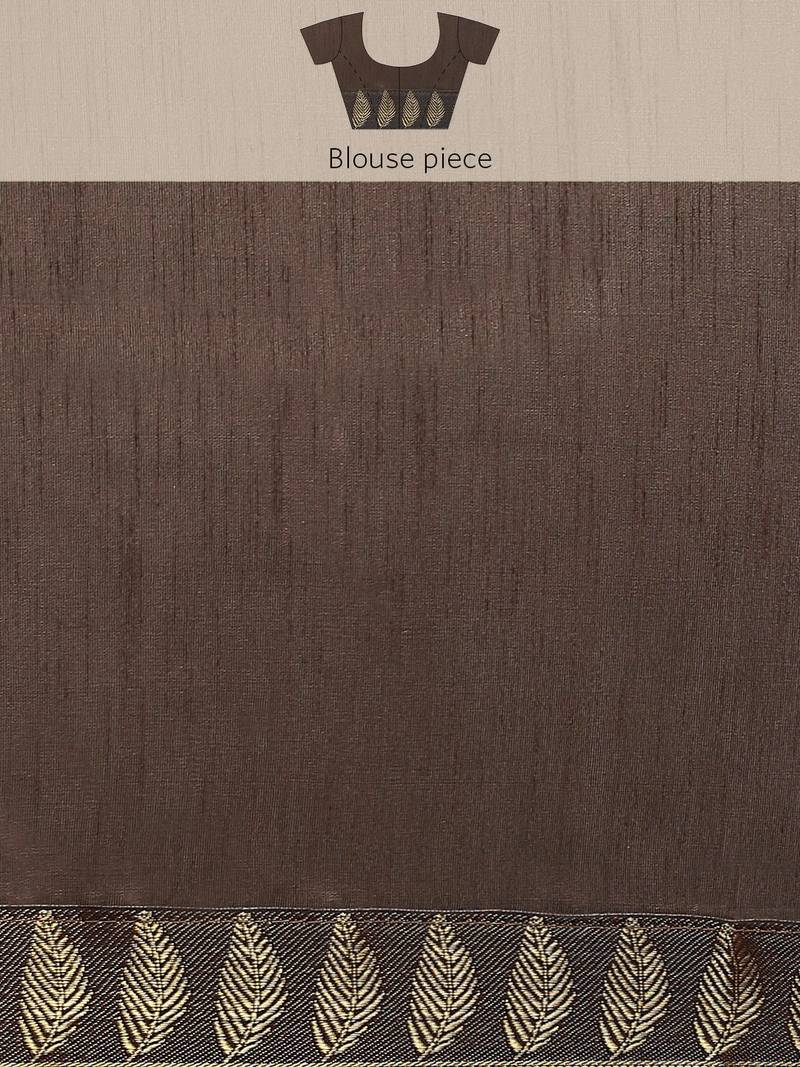 Brown Printed Poly Crepe Casual Women'S Saree With Blouse Piece.