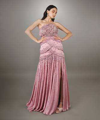  Rose Pink Textured Gown  1
