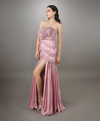  Rose Pink Textured Gown  2