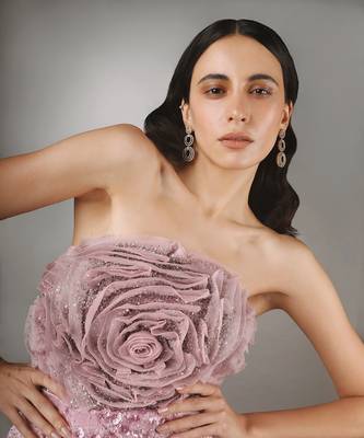  Rose Pink Textured Gown  3