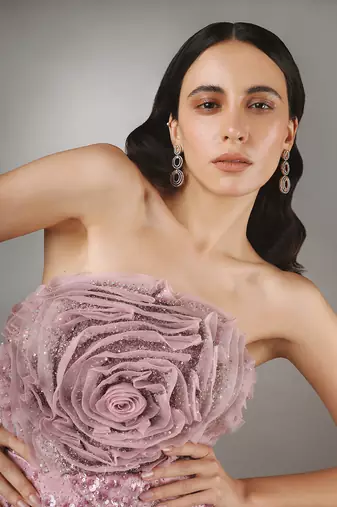  Rose Pink Textured Gown 