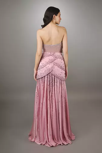  Rose Pink Textured Gown 
