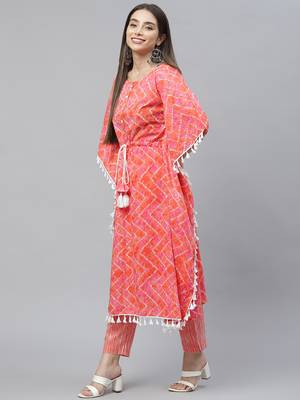 Peach printed cotton cotton-kurtis 4