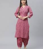 Magenta printed cotton cotton-kurtis