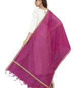 Dark Pink Colored Cotton Silk Dupatta.