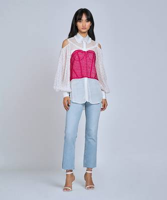 Pink  Cold Shoulder Shirt 1