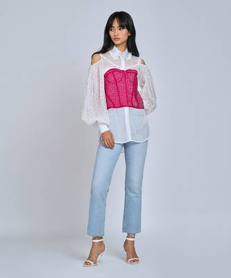 Pink  Cold Shoulder Shirt 2