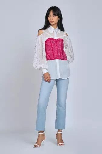 Pink  Cold Shoulder Shirt