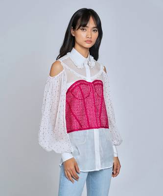 Pink  Cold Shoulder Shirt 4