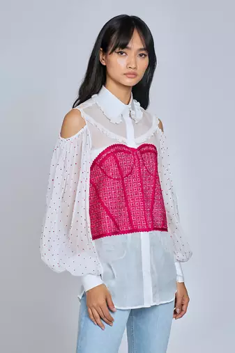 Pink  Cold Shoulder Shirt
