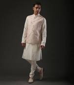 Ivory Resham Embroidered Nehru Jacket