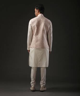 Ivory Resham Embroidered Nehru Jacket 2