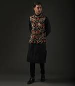 Black Embroidered Neheru Jacket 