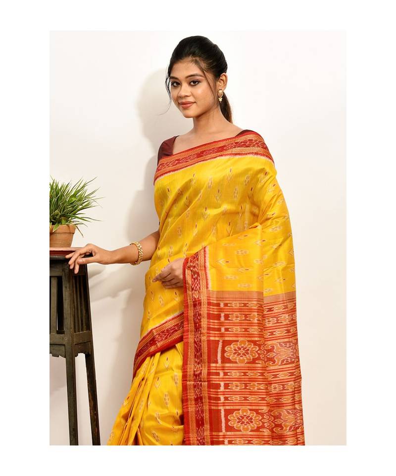 Yellow woven pochampally saree All Silks 3998898