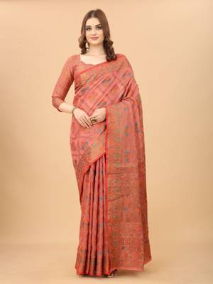 Women'S Chanderi Cotton Silk Saree With Unstitched Boluse Piece 1
