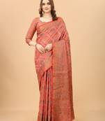 Women'S Chanderi Cotton Silk Saree With Unstitched Boluse Piece