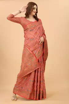 Women'S Chanderi Cotton Silk Saree With Unstitched Boluse Piece