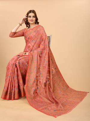 Women'S Chanderi Cotton Silk Saree With Unstitched Boluse Piece 3